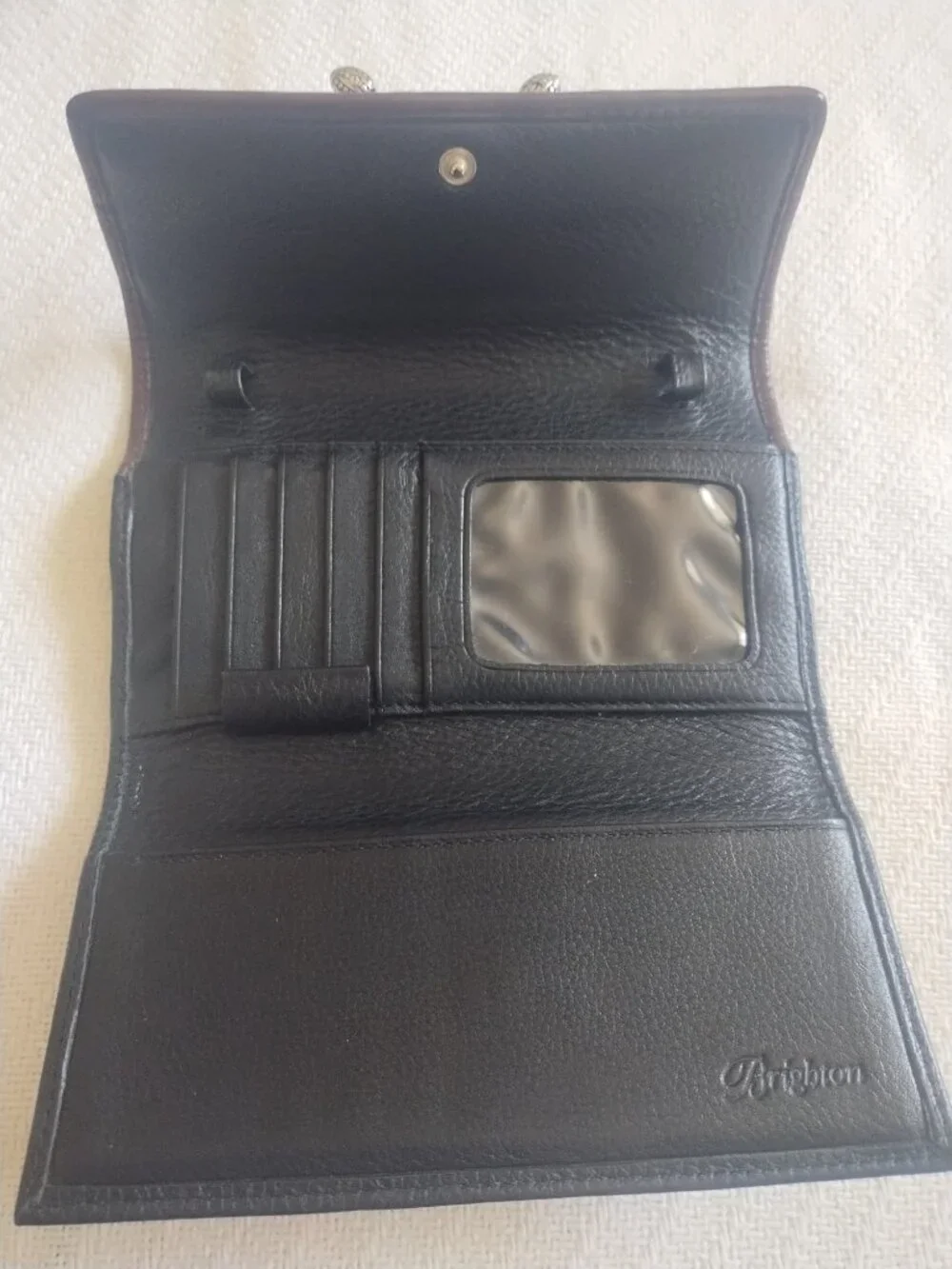 Brighton wallet brown black mock croc bow